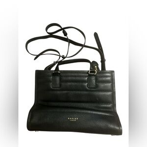 RADLEY LONDON H8604001 BLACK LEATHER LYRIC LANE QUILT MEDIUM WOMENS SATCHEL BAG